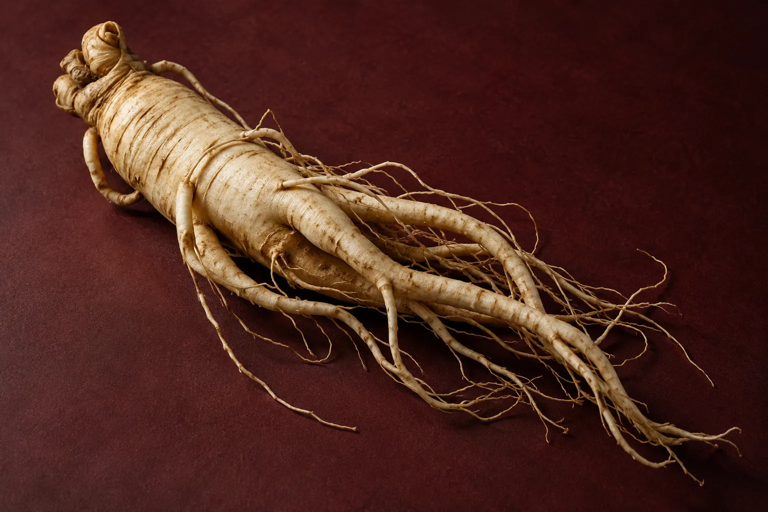 Racine de ginseng — portrait botanique illustratif.