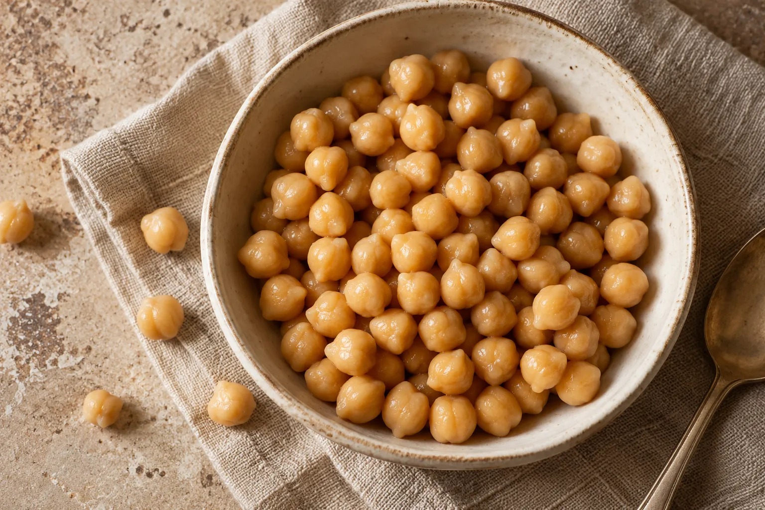 Pois chiches dans une coupelle — exemple alimentaire illustratif.